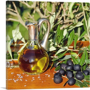 ARTCANVAS Olive Oil and Olives Home Decor Canvas Art Print