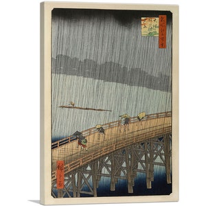 ARTCANVAS Sudden Shower at Ohashi Bridge 1857 by Utagawa Hiroshige Canvas Art Print