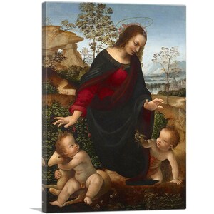ARTCANVAS The Madonna and Child with the Infant Saint John the Baptist 1475 Canvas Art Print by Leonardo da Vinci