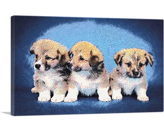 ARTCANVAS Pembroke Welsh Corgi Dog Breed Puppies Canvas Art Print