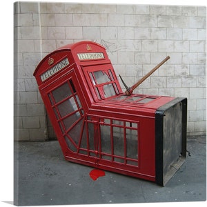 ARTCANVAS London Phone Booth by Banksy Canvas Art Print