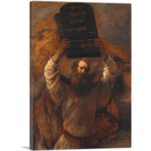 ARTCANVAS Moses with the Ten Commandments 1659 by Rembrandt van Rijn Canvas Art Print