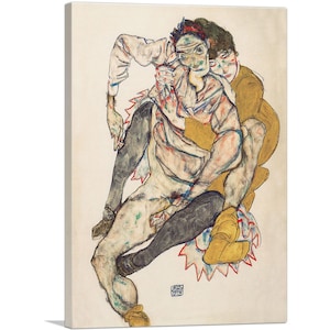 ARTCANVAS Seated Couple 1915 Canvas Art Print by Egon Schiele