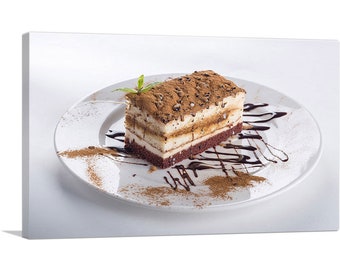 ARTCANVAS Chocolate Cake Restaurant Decor Canvas Art Print