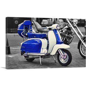 ARTCANVAS Blue and White Italian Vespa Scooter Canvas Art Print