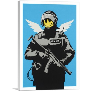 ARTCANVAS Happy Face Flying Copper by Banksy Canvas Art Print