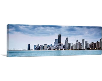 ARTCANVAS Chicago Skyline Lake Michigan Panoramic Canvas Art Print 36"x12"