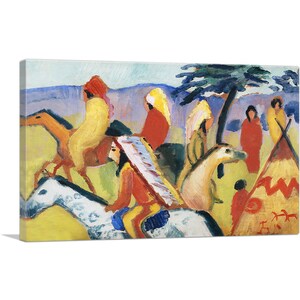 ARTCANVAS Reitende Indianer Beim Zelt 1911 by August Macke Canvas Art Print