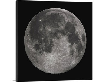 ARTCANVAS Full Moon At Night With Craters Stark Gray Canvas Art Print