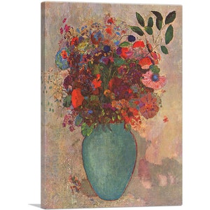 ARTCANVAS El jarrón turquesa de Odilon Redon Lienzo impreso 26.0 x 18.0 in