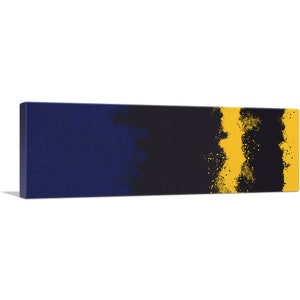 ARTCANVAS Navy Blue Yellow Black Modern Panoramic Canvas Art Print