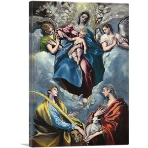ARTCANVAS Virgen con el Niño y Santa Martina y Santa Inés 1599 por El Greco Canvas Art Print