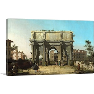 ARTCANVAS View of the Arch of Constantine with the Colosseum 1745 by Canaletto Canvas Art Print