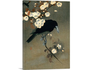 ARTCANVAS Crow and Blossom 1910 by Ohara Koson Canvas Art Print