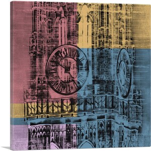 ARTCANVAS Clock Tower Modern Art Painting Home Decor Canvas Art Print
