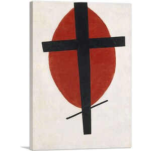 ARTCANVAS Mystic Suprematism - Black Cross on Red Oval by Kazimir Malevich Canvas Art Print