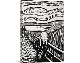 ARTCANVAS The Scream Black and White 1895 by Edvard Munch Canvas Art Print