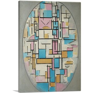 ARTCANVAS Composition in Oval with Color Planes 1914 by Piet Mondrian Canvas Art Print