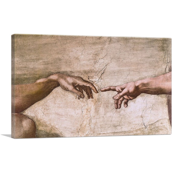 Artcanvas Sistine Chapel Ceiling God And Adam Hands Detail Etsy