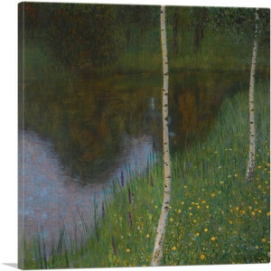 ARTCANVAS Lakeshore with Birches 1902 by Gustav Klimt Canvas Art Print