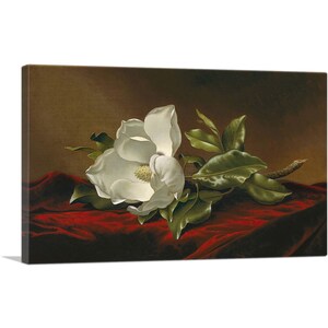 ARTCANVAS A Magnolia on Red Velvet 1885 by Martin Johnson Heade Canvas Art Print