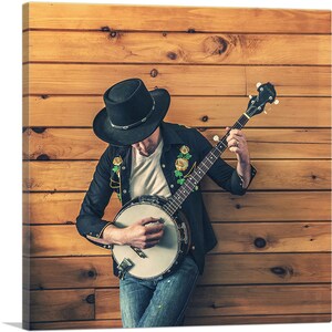 ARTCANVAS Banjo Musician Home Decor Canvas Art Print