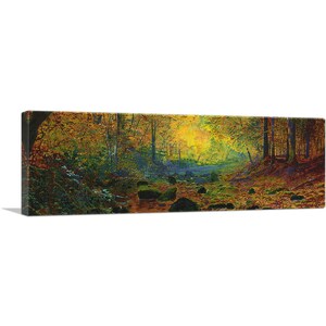 ARTCANVAS En el río Greta Panorámica de John Atkinson Grimshaw Lienzo impreso