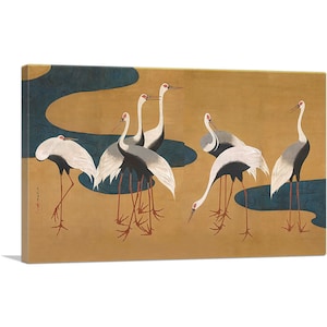ARTCANVAS Cranes by Suzuki Kiitsu, student of Sakai Hoitsu Canvas Art Print