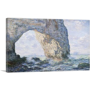 ARTCANVAS The Manneport, Rock Arch West of Etretat 1883 by Claude Monet Canvas Art Print 26&quot;x18&quot;