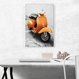ARTCANVAS Orange Italian Vespa Scooter Canvas Art Print - Etsy