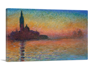ARTCANVAS San Giorgio Maggiore at Dusk - Sunset Venice Italy by Claude Monet Canvas Art Print