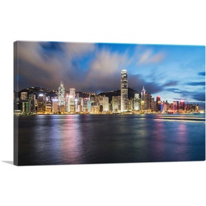ARTCANVAS Hong Kong China Blue Canvas Art Print