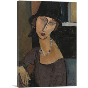 ARTCANVAS Jeanne Hebuterne with Hat 1917 by Amedeo Modigliani Canvas Art Print
