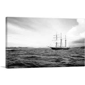 ARTCANVAS Old Ship in Ocean Home Decor Rectangle Canvas Art Print