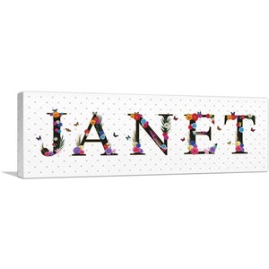 ARTCANVAS Janet Girls Name Room Decor Canvas Art Print