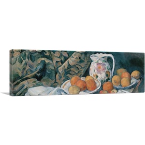 ARTCANVAS Still Life with a Curtain Panoramic by Paul Cezanne Canvas Art Print 36&quot;x12&quot;