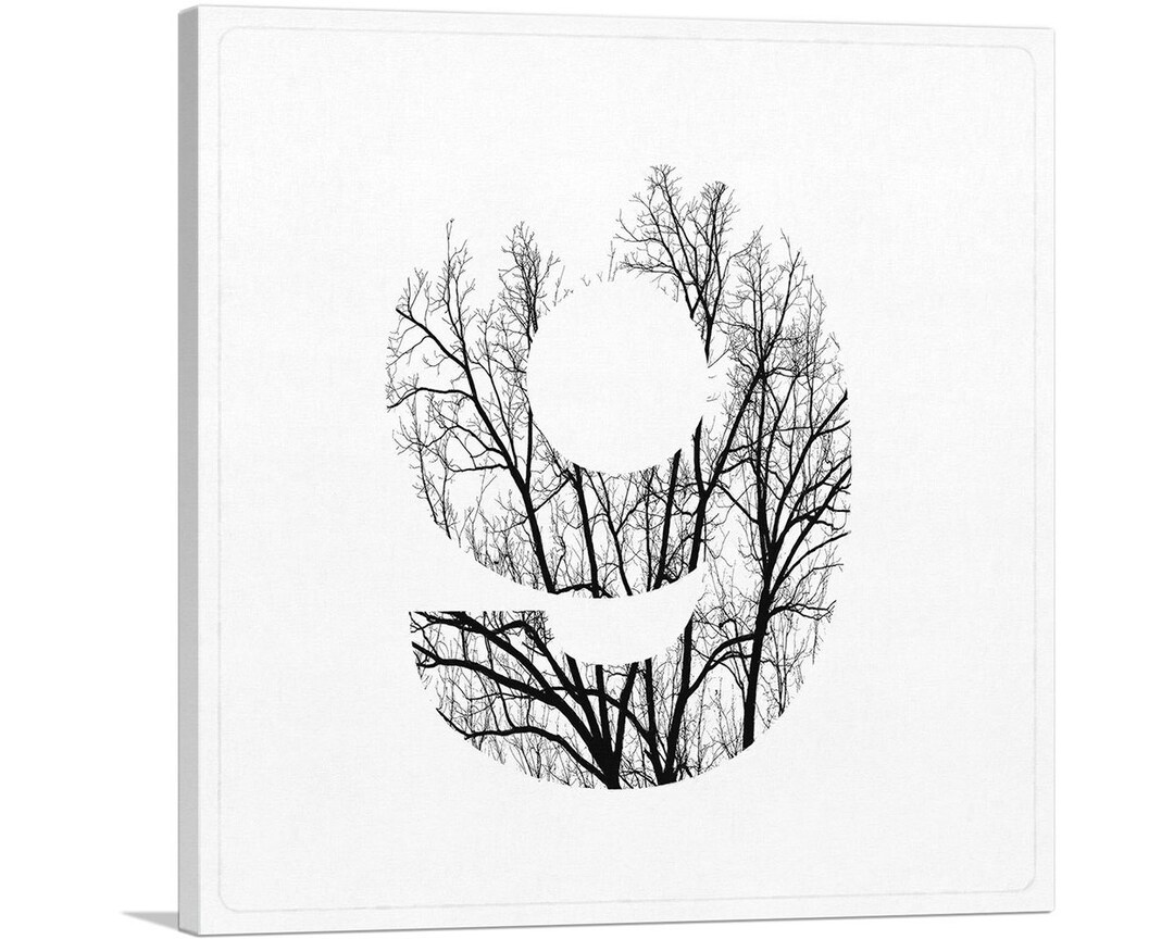 ARTCANVAS Tree Branches Alphabet Number 9 Nine Numeral Canvas Art Print ...