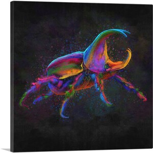 ARTCANVAS Rhinoceros Beetle Horn Unicorn Canvas Art Print