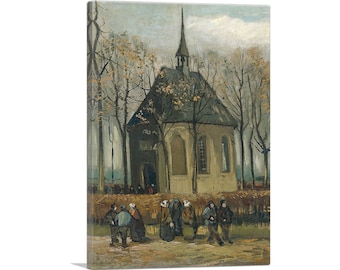 ARTCANVAS Congregation Leaving the Reformed Church of Nuenen 1885 by Vincent van Gogh Canvas Art Print
