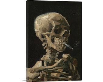 ARTCANVAS Skull of a Skeleton with Burning Cigarette by Vincent van Gogh Canvas Art Print
