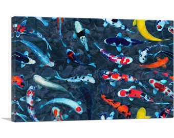 ARTCANVAS Koi Carp Fish Japan China Swimming Pond Canvas Art Print