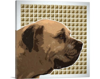 ARTCANVAS English Mastiff Dog Breed Beige Pattern Canvas Art Print