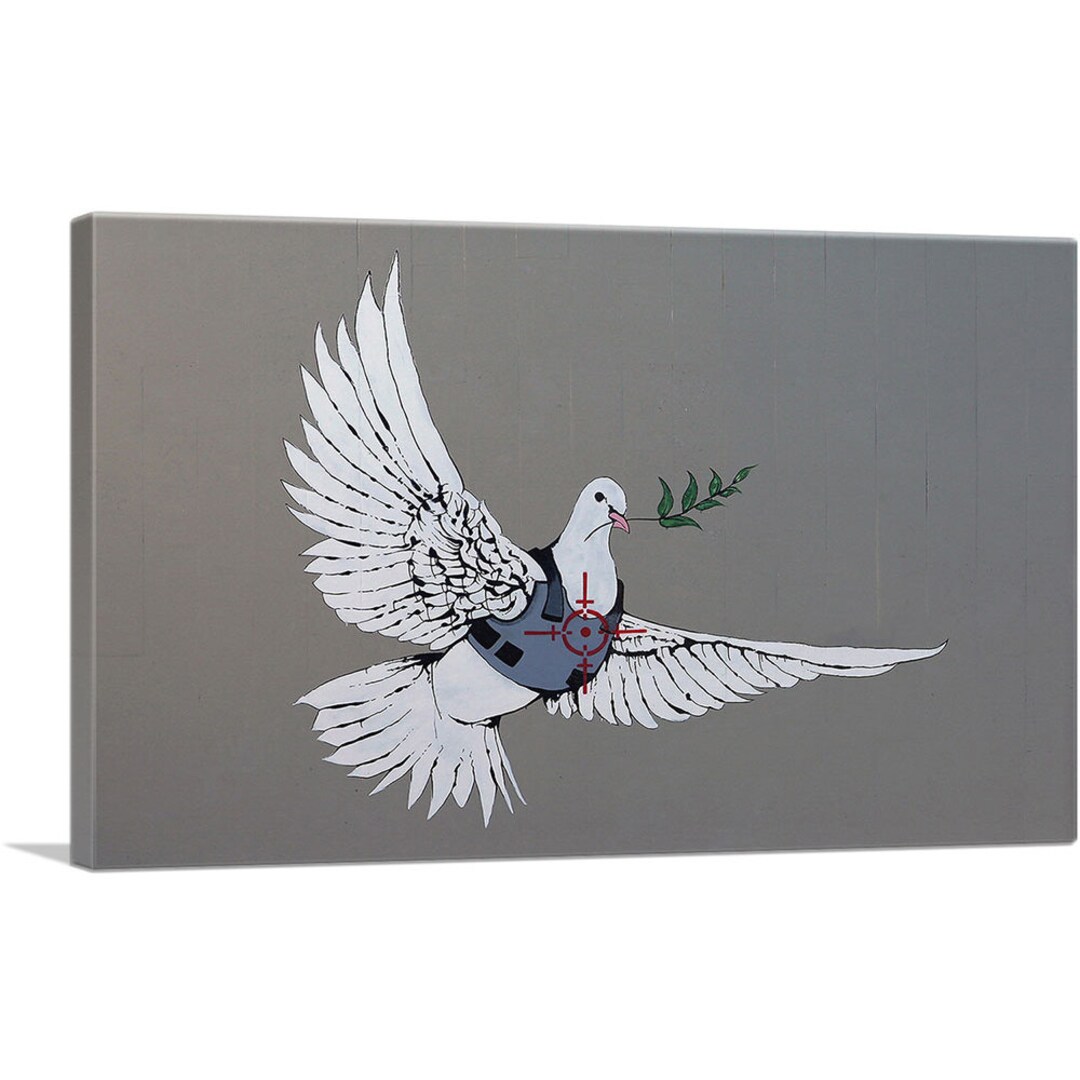 Banksy Style Armored Dove Of Peace – Colorized JFK Half Dollar Coin Art