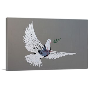 ARTCANVAS Armored Peace Dove by Banksy Canvas Art Print