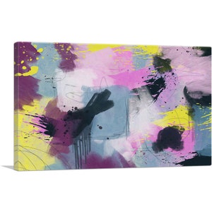 ARTCANVAS Rosa Amarillo Teal Púrpura Rectángulo moderno Lienzo Impresión artística