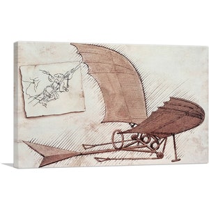 ARTCANVAS Flying Machine by Leonardo da Vinci Canvas Art Print 26&quot;x18&quot;