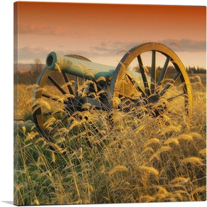 ARTCANVAS Old Cannon on the Field Square Canvas Art Print