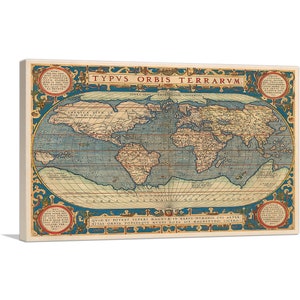 ARTCANVAS Typus Orbis Terrarum 1587 by Abraham Ortelius Canvas Art Print