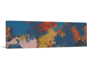 ARTCANVAS Blue Teal Mustard Orange Pink Panoramic Canvas Art Print