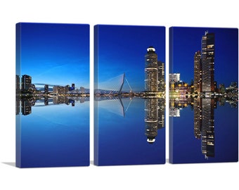 ARTCANVAS Rotterdam Netherlands Reflective Blue Skyline